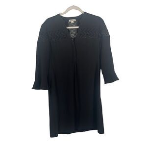 Whistles Black Crochet 3/4 Bell Sleeve Shift Mini Dress Womens 10